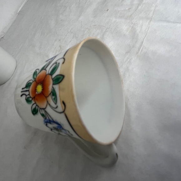 Japanese Tashiro Shoten Hand Painted Porcelain Demitasse Cup Floral Design - Picture 12 of 16